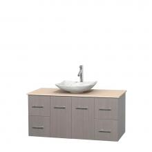 Wyndham Collection WCVW00948SGOIVGS6MXX - 48 inch Single Bathroom Vanity in Gray Oak, Ivory Marble Countertop, Arista White Carrara Marble S