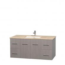 Wyndham Collection WCVW00948SGOIVUNSMXX - 48 inch Single Bathroom Vanity in Gray Oak, Ivory Marble Countertop, Undermount Square Sink, and N