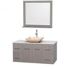 Wyndham Collection WCVW00948SGOWSGS2M36 - 48 inch Single Bathroom Vanity in Gray Oak, White Man-Made Stone Countertop, Avalon Ivory Marble S