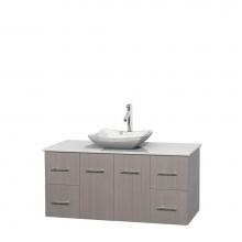 Wyndham Collection WCVW00948SGOWSGS3MXX - 48 inch Single Bathroom Vanity in Gray Oak, White Man-Made Stone Countertop, Avalon White Carrara