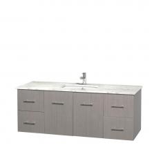 Wyndham Collection WCVW00960SGOCMUNSMXX - 60 inch Single Bathroom Vanity in Gray Oak, White Carrara Marble Countertop, Undermount Square Sin