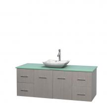 Wyndham Collection WCVW00960SGOGGGS3MXX - 60 inch Single Bathroom Vanity in Gray Oak, Green Glass Countertop, Avalon White Carrara Marble Si