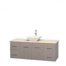 Wyndham Collection WCVW00960SGOIVD2BMXX - 60 inch Single Bathroom Vanity in Gray Oak, Ivory Marble Countertop, Pyra Bone Porcelain Sink, and