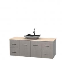 Wyndham Collection WCVW00960SGOIVGS1MXX - 60 inch Single Bathroom Vanity in Gray Oak, Ivory Marble Countertop, Altair Black Granite Sink, an