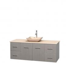 Wyndham Collection WCVW00960SGOIVGS2MXX - 60 inch Single Bathroom Vanity in Gray Oak, Ivory Marble Countertop, Avalon Ivory Marble Sink, and