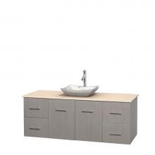 Wyndham Collection WCVW00960SGOIVGS3MXX - 60 inch Single Bathroom Vanity in Gray Oak, Ivory Marble Countertop, Avalon White Carrara Marble S