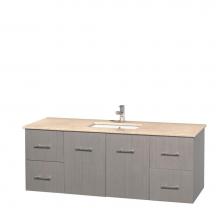 Wyndham Collection WCVW00960SGOIVUNSMXX - 60 inch Single Bathroom Vanity in Gray Oak, Ivory Marble Countertop, Undermount Square Sink, and N