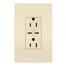 Legrand Radiant CA R26USBCC6LACCV4 - radiant? 15A Tamper-Resistant Ultra-Fast USB Type C/C Outlet, Light Almond (4 pack)