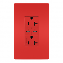 Legrand Radiant CA TR20USBPDRED - RAD 30W PWR DELIVERY USB + DUP 20A RED