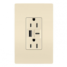 Legrand Radiant CA R26USBAC6LACCV4 - radiant? 15A Tamper-Resistant Ultra-Fast USB Type A/C Outlet, Light Almond (4 pack)