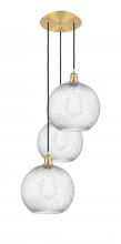 Innovations Lighting 113B-3P-SG-G1214-12 - Athens Twisted Swirl - 3 Light - 18 inch - Satin Gold - Cord hung - Multi Pendant