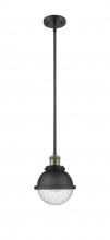 Innovations Lighting 201S-BAB-HFS-64-BK - Hampden - 1 Light - 7 inch - Black Antique Brass - Stem Hung - Mini Pendant