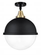 Innovations Lighting 447-1C-BAB-HFS-122-BK - Hampden - 1 Light - 13 inch - Black Antique Brass - Flush Mount