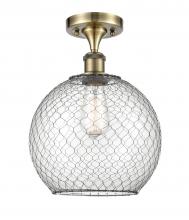 Innovations Lighting 516-1C-AB-G122-10CBK - Large Farmhouse Chicken Wire 1 Light Semi-Flush Mount