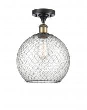 Innovations Lighting 516-1C-BAB-G122-10CBK - Large Farmhouse Chicken Wire 1 Light Semi-Flush Mount