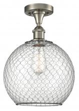 Innovations Lighting 516-1C-SN-G122-10CBK - Large Farmhouse Chicken Wire 1 Light Semi-Flush Mount