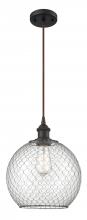 Innovations Lighting 516-1P-OB-G122-10CBK - Large Farmhouse Chicken Wire 1 Light Mini Pendant