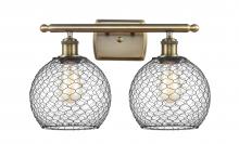 Innovations Lighting 516-2W-AB-G122-8CBK - Farmhouse Chicken Wire 2 Light Bath Vanity Light