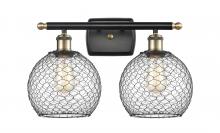 Innovations Lighting 516-2W-BAB-G122-8CBK - Farmhouse Chicken Wire 2 Light Bath Vanity Light