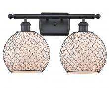 Innovations Lighting 516-2W-BK-G121-8CBK - Farmhouse Chicken Wire 2 Light Bath Vanity Light