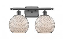 Innovations Lighting 516-2W-OB-G121-8CBK - Farmhouse Chicken Wire 2 Light Bath Vanity Light