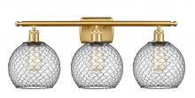 Innovations Lighting 516-3W-SG-G122-8CBK - Farmhouse Chicken Wire 3 Light Bath Vanity Light