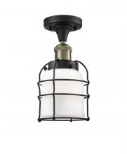 Innovations Lighting 517-1CH-BAB-G51-CE - Bell Cage - 1 Light - 5 inch - Black Antique Brass - Semi-Flush Mount