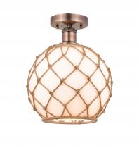 Innovations Lighting 616-1F-AC-G121-10RB - Farmhouse Rope - 1 Light - 10 inch - Antique Copper - Semi-Flush Mount