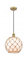 Innovations Lighting 616-1P-BB-G121-10RB - Farmhouse Rope - 1 Light - 10 inch - Brushed Brass - Cord hung - Mini Pendant