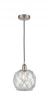 Innovations Lighting 616-1P-SN-G122-8RW - Farmhouse Rope - 1 Light - 8 inch - Brushed Satin Nickel - Cord hung - Mini Pendant