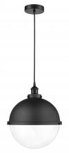 Innovations Lighting 616-1PH-BK-HFS-122-BK - Hampden - 1 Light - 13 inch - Matte Black - Cord hung - Pendant