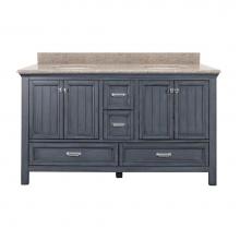 CRAFT + MAIN BABVT6122D-MB - Brantley 61'' Harbor Blue Vanity with Mohave Beige Granite Top