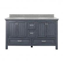 CRAFT + MAIN BABVT6122D-RG - Brantley 61'' Harbor Blue Vanity with Rushmore Grey Granite Top