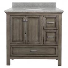 CRAFT + MAIN BAGVT3722D-RG - Brantley 37'' Distressed Grey Vanity with Rushmore Grey Granite Top