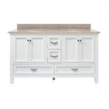 CRAFT + MAIN BAWVT6122D-MB - Brantley 61'' White Vanity with Mohave Beige Granite Top