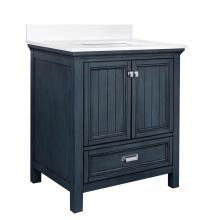 CRAFT + MAIN BABVT3122D-CWR - Brantley 31'' Harbor Blue Vanity with Carrara White Marble Top