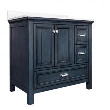 CRAFT + MAIN BABVT3722D-SWR - Brantley 37'' Harbor Blue Vanity with Silver Crystal White ES Top