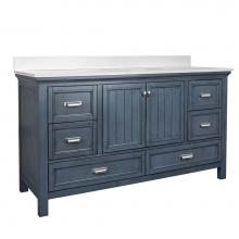 CRAFT + MAIN BABVT6122D-SWR - Brantley 61'' Harbor Blue Vanity with Silver Crystal White ES Top