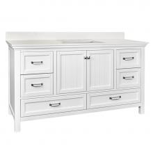 CRAFT + MAIN BAWVT6122D-SWR - Brantley 61'' White Vanity with Silver Crystal White ES Top