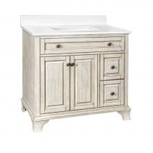 CRAFT + MAIN CNAWVT3722D-SWR - Corsicana 37'' Antique White Vanity with Silver Crystal White ES Top