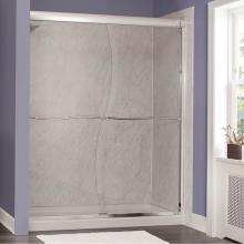 CRAFT + MAIN MRSS6072-CS-SV - Marina 3/8'' Frameless Sliding Shower Door with ''S'' Cut Glass