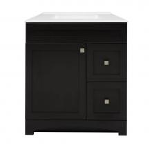 CRAFT + MAIN MXBVT3122-F8W - Monterrey 31'' Black Coffee Vanity with White Fine Fire Clay Top