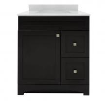 CRAFT + MAIN MXBVT3122-SWR - Monterrey 31'' Black Coffee Vanity with Silver Crystal White Engineered Stone Top