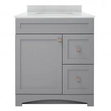 CRAFT + MAIN MXGVT3122-SWR - Monterrey 31'' Cool Grey Vanity with Silver Crystal White Engineered Stone Top