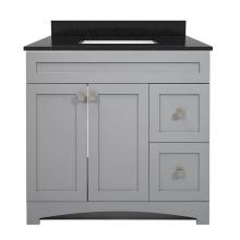 CRAFT + MAIN MXGVT3722-BGR - Monterrey 37'' Cool Grey Vanity with Black Galaxy Granite Top