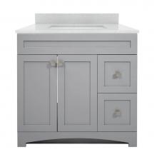 CRAFT + MAIN MXGVT3722-SWR - Monterrey 37'' Cool Grey Vanity with Silver Crystal White Engineered Stone Top