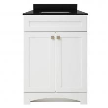 CRAFT + MAIN MXWVT2522-BGR - Monterrey 25'' Flat White Vanity with Black Galaxy Granite Top