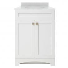 CRAFT + MAIN MXWVT2522-SWR - Monterrey 25'' Flat White Vanity with Silver Crystal White Engineered Stone Top