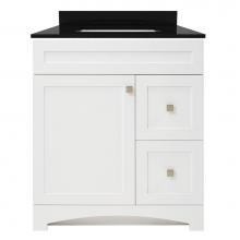 CRAFT + MAIN MXWVT3122-BGR - Monterrey 31'' Flat White Vanity with Black Galaxy Granite Top