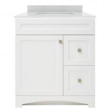 CRAFT + MAIN MXWVT3122-SWR - Monterrey 31'' Flat White Vanity with Silver Crystal White Engineered Stone Top